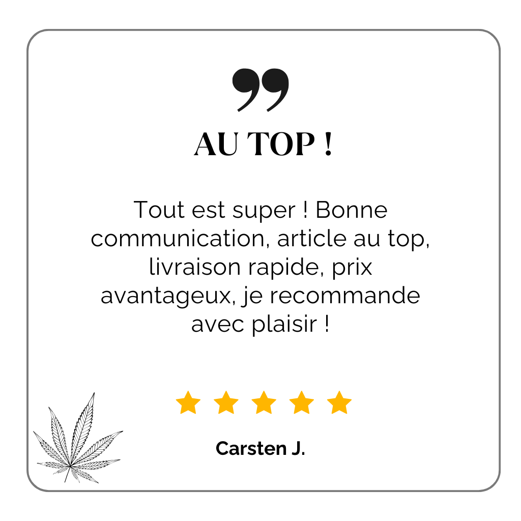 push avis client n°1 communauté cbd spliff : "Tout est super ! Bonne communication, article au top, livraison rapide, prix avantageux, je recommande avec plaisir !"