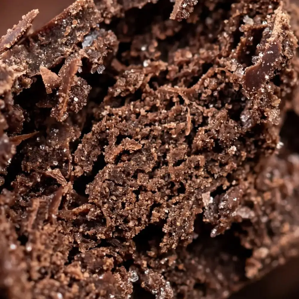 Close-up van een blokje Magic Choc thc chocolade