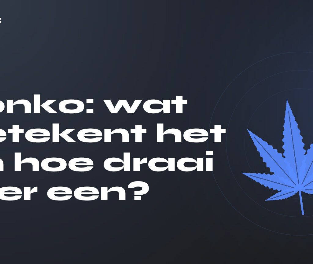 Jonko: wat betekent het en hoe draai je er een? — titel op donkere achtergrond, gestileerd hennepblad
