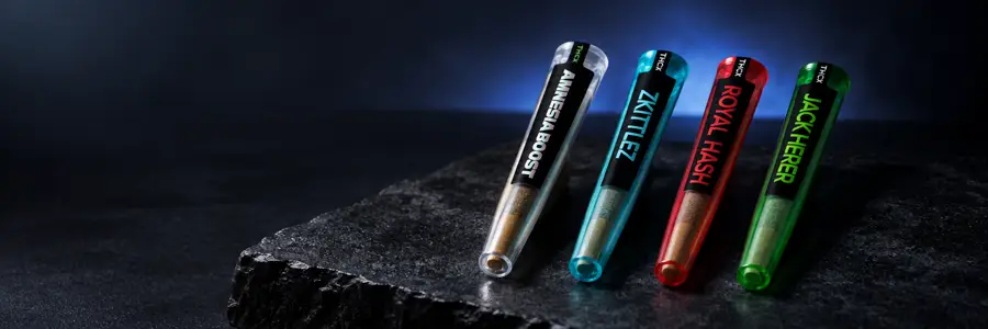 Voorgedraaide THCX joints van Spliff: Amnesia Boost, Zkittlez, Royal Hash, Jack Herer