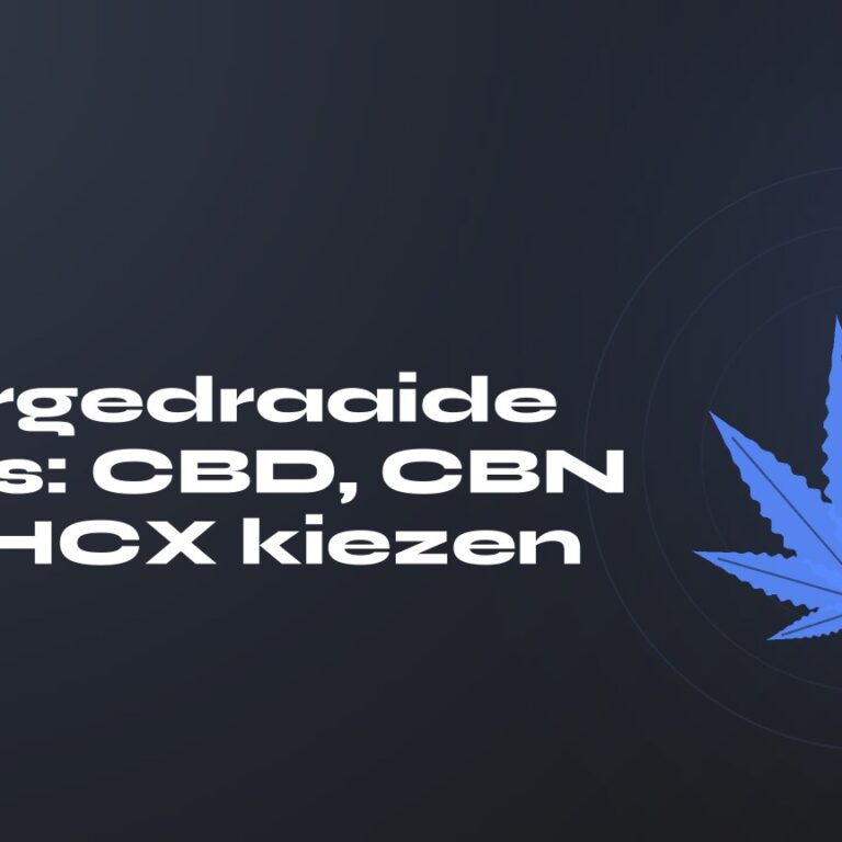 Voorgedraaide joints: CBD, CBN of THCX kiezen — titel op donkere achtergrond, gestileerd hennepblad