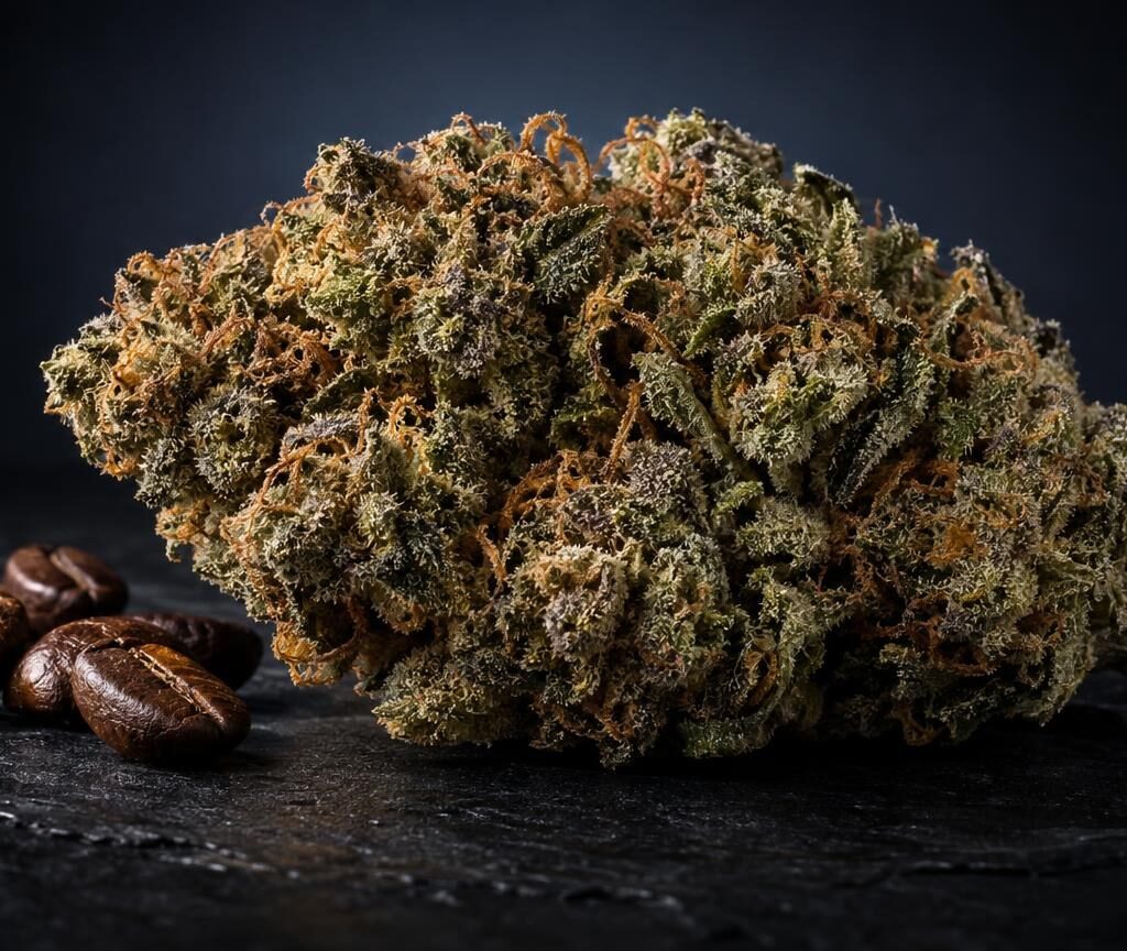 Cannabisknoppen en noten op donkere ondergrond, wat doet wiet met je hersenen