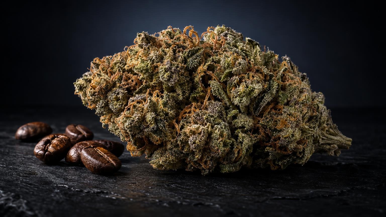 Cannabisknoppen en noten op donkere ondergrond, wat doet wiet met je hersenen